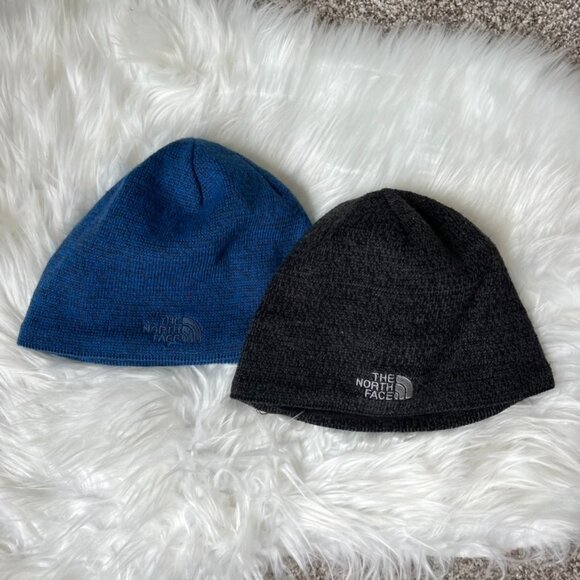 Set of Two North Face Beanies Blue & Black - Picture 1 of 7
